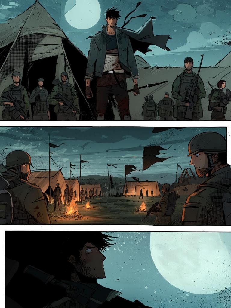 第9章:钟山塑体
周山与眼镜女、赵雨在钟山峰顶讨论外星飞船与陆隐的局势，决定暂不严密监控。陆隐被授权居住钟山，成为第十四位万夫长，表面风平浪静。夜里他在军帐中服下塑体决，剧烈疼痛中身体被重塑，一记血喷后，周围空气扭曲，他的力量开始觉醒。 - 图片13