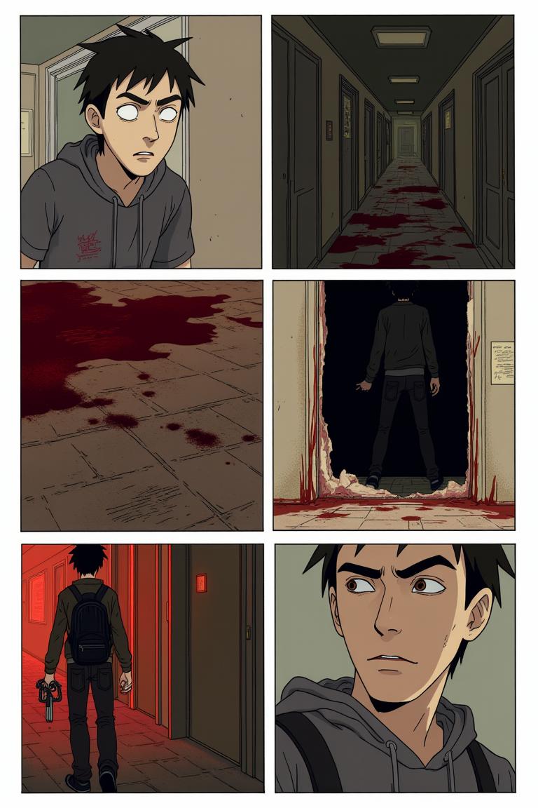 第9章:Upstairs Breath
Jiang Yi recognizes the hulking ascended zombie from the canteen massacre — the corpse whose dropped corpse-core he stole. Trapped in the guard room, he flees upstairs as zombies pound the windows and stairwells, barely holding on when a sudden female zombie ambushes him on the fourth floor. Just as he thinks to finish it, the dormitory door nearby is violently breached, forcing him to run to the fifth floor, heart pounding and hope thinning. - 图片13