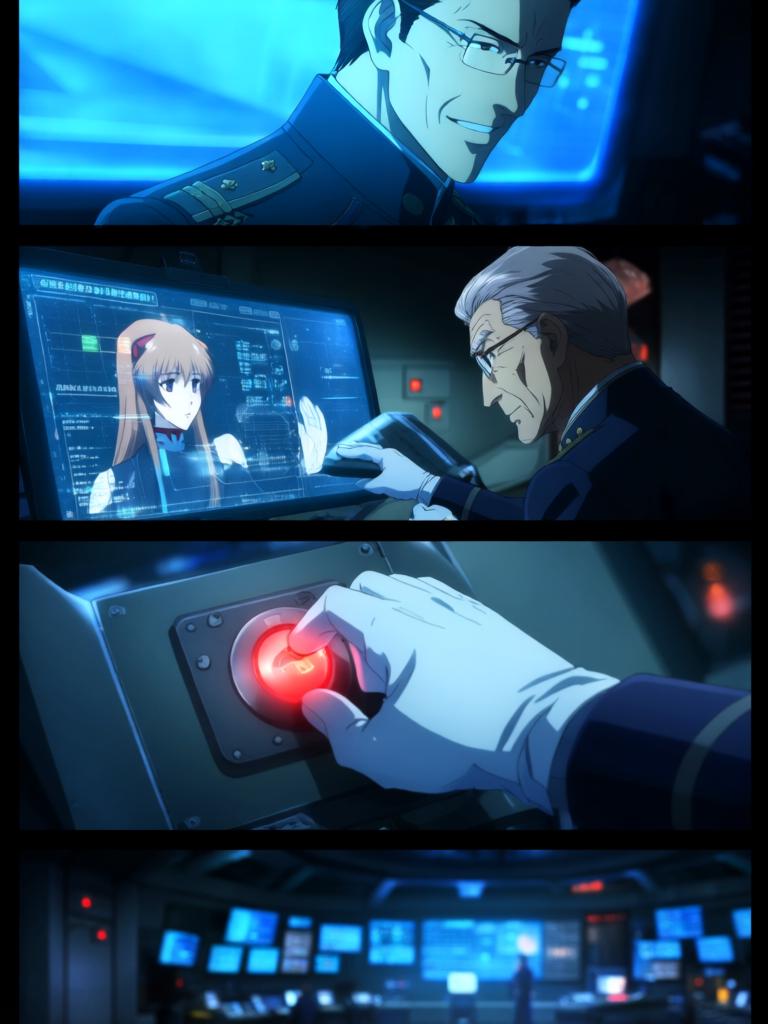 第2章:虚雾之际·蓝发幽影
第二新东京市在紧急疏散中陷入死寂，紫发女子急寻那个害羞的少年。少年在街头意外看见神秘的蓝发少女凌波丽，而远方天际出现了巨大的使徒。指挥部在屏幕前冷笑，隐藏的计划悄然启动。 - 图片15