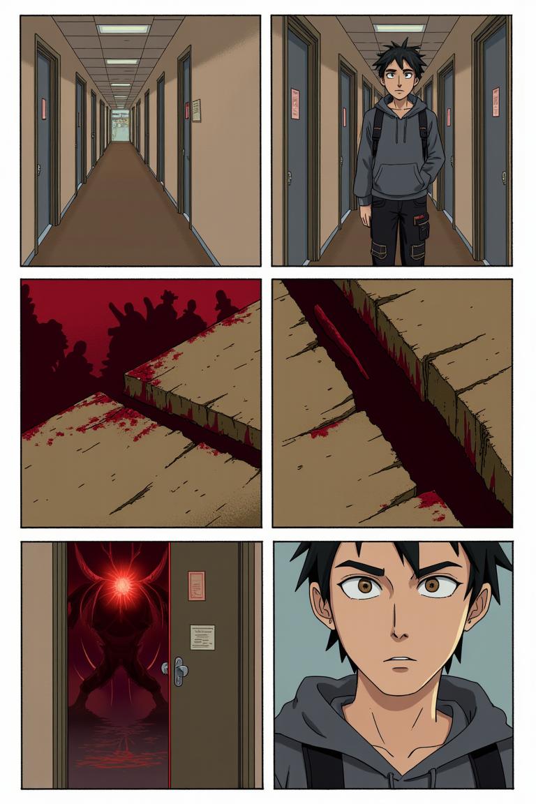 第9章:Upstairs Breath
Jiang Yi recognizes the hulking ascended zombie from the canteen massacre — the corpse whose dropped corpse-core he stole. Trapped in the guard room, he flees upstairs as zombies pound the windows and stairwells, barely holding on when a sudden female zombie ambushes him on the fourth floor. Just as he thinks to finish it, the dormitory door nearby is violently breached, forcing him to run to the fifth floor, heart pounding and hope thinning. - 图片12