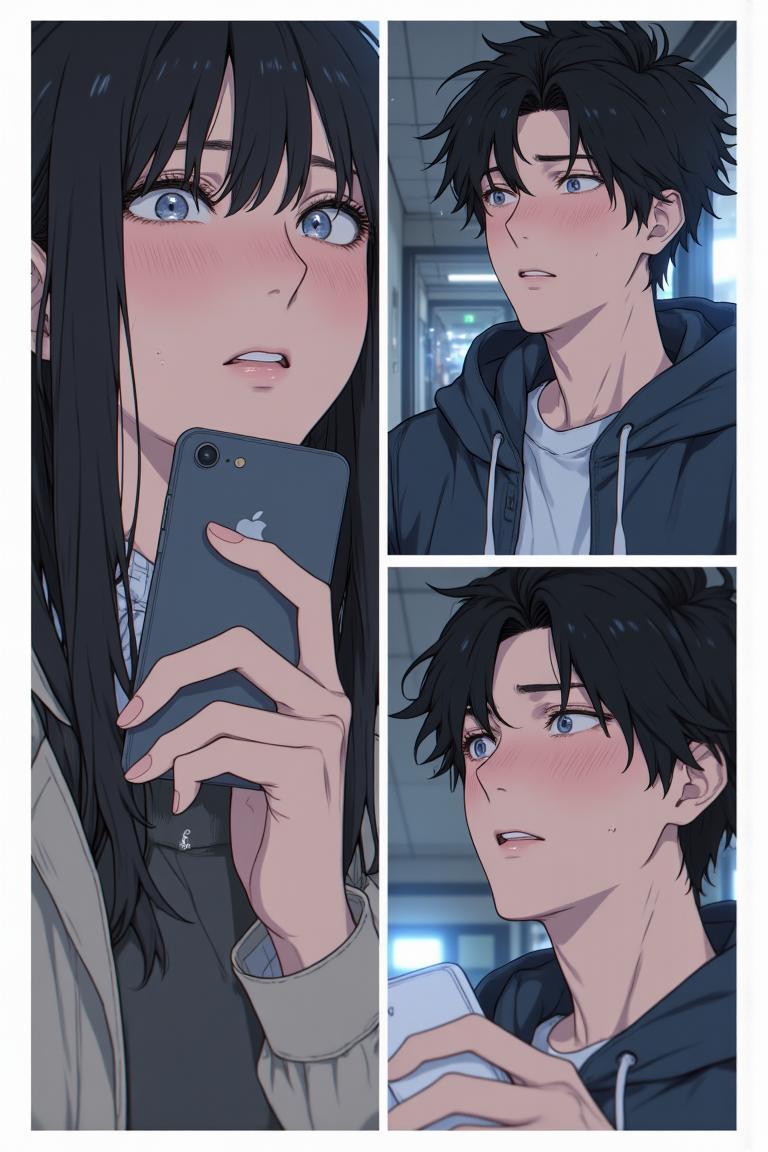 第2章:Rain, Lightning and an Unexpected Meet-cute
Luo Ye leaves the library into a sudden downpour and sees senior Su Baizhou rush out in the rain. He offers her his umbrella; lightning reveals her unexpected fear of thunder. They take shelter, fumble through awkward conversation, and discover via phones that they are linked through mutual acquaintances — turning an ordinary rain delay into a memorable first meeting. - 图片12