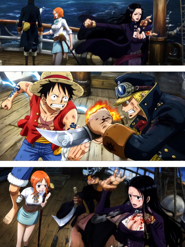 第17章:刀尖与影子：终焉前的搏斗
时间凝固，舵影扯向路飞，娜美与罗宾为了草帽与他的生命拼尽全力。面具人举刀欲献祭，幽蓝符文与甲板上的空气撕裂。就在刀尖将落下时，一个意想不到的影子掠过，打断了瞬间，也将战局推向更深的未知。 - 图片11