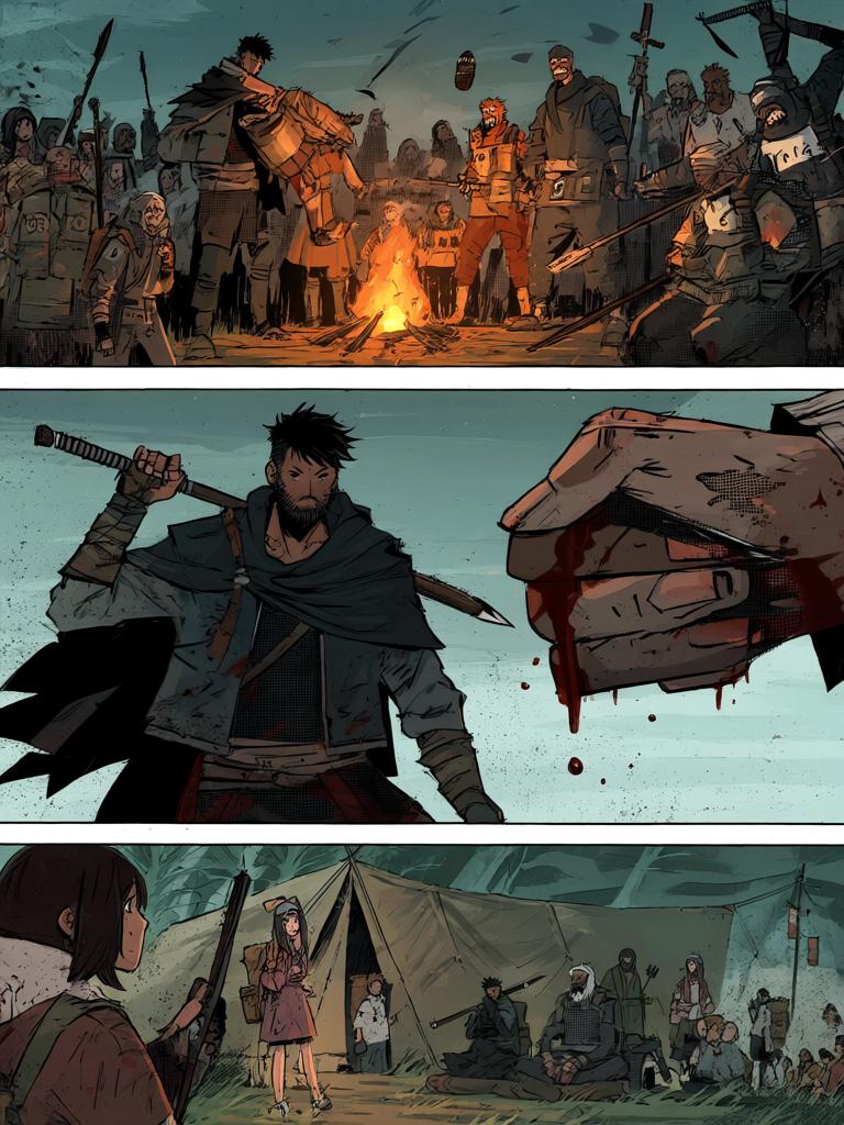 第1章:圣与荆棘
队伍在废土上艰难行进，丧尸围近却突然退去，随后一株地级变异藤蔓冲出吞噬幸存者。临时的天级救援传言引发欢呼，陆隐在混乱中以铁棍压制欺凌者，得到一名艳丽女子提醒：张桐等人在密谋对付他。 - 图片15