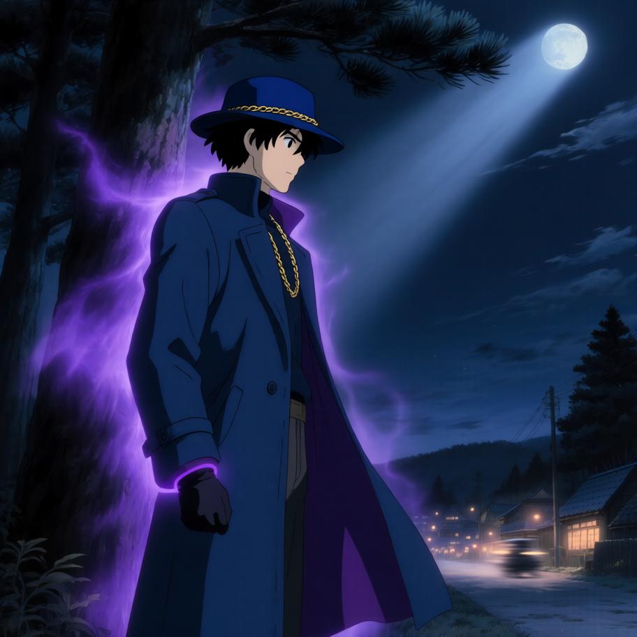 空洞的时空裂缝将《JOJO》中的乔鲁诺/承接者般的硬汉（以空条承太郎风格呈现）抛入《鬼灭之刃》的大正乡村。原本只想寻找回去的方法，却在月夜中遇到突袭村庄的鬼与正在奋战的剑士（炭治郎）。两人从误解到并肩作战，乔的替身介入以惊艳的力量拯救了被感染的孩童，但战后留下了不明的痕迹——一个更大的威胁正在盯上这个异乡来客，片段以悬念收尾。 - 图片2