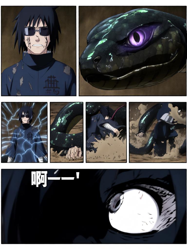 第2章:沙漠之眼：转生的代价
日向镜被村里发配到边境哨所，临行前与同族少女铃道别。边境枯燥巡逻中，他孤身取出独眼蝮蛇保管的基因液，赌上一切启动转生眼计划并经历剧烈的身体重组与疼痛。苏醒后他发现眼瞳已有异变，但进入适应期导致眼睛不能使用，他在被监视的哨所里暗自决心靠其他感知活下去。 - 图片9