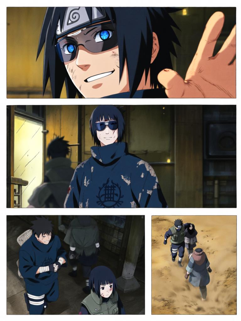 第3章:轮转如意·暗沙哨所的觉醒
傍晚，红豆与小田来访，透露了一个可能能调回村子的“特殊任务”。数日后，受伤归来的红豆揭露那是个陷阱，小田已战死；日向镜由此怀疑村方阴谋并暗生警惕。经历适应期后，日向镜觉醒转生眼与新术“轮转如意”，同时发现能力有范围与查克拉瓶颈，既振奋又清醒自省，决心以新实力求生并寻找真相。 - 图片2