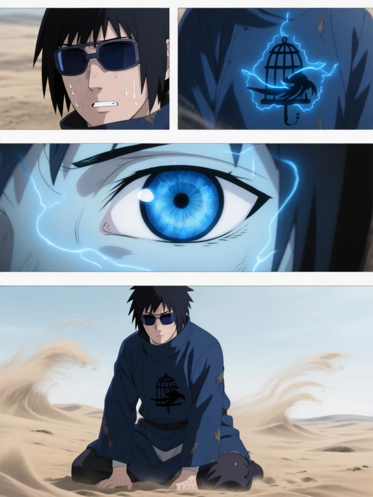 第3章:轮转如意·暗沙哨所的觉醒
傍晚，红豆与小田来访，透露了一个可能能调回村子的“特殊任务”。数日后，受伤归来的红豆揭露那是个陷阱，小田已战死；日向镜由此怀疑村方阴谋并暗生警惕。经历适应期后，日向镜觉醒转生眼与新术“轮转如意”，同时发现能力有范围与查克拉瓶颈，既振奋又清醒自省，决心以新实力求生并寻找真相。 - 图片16