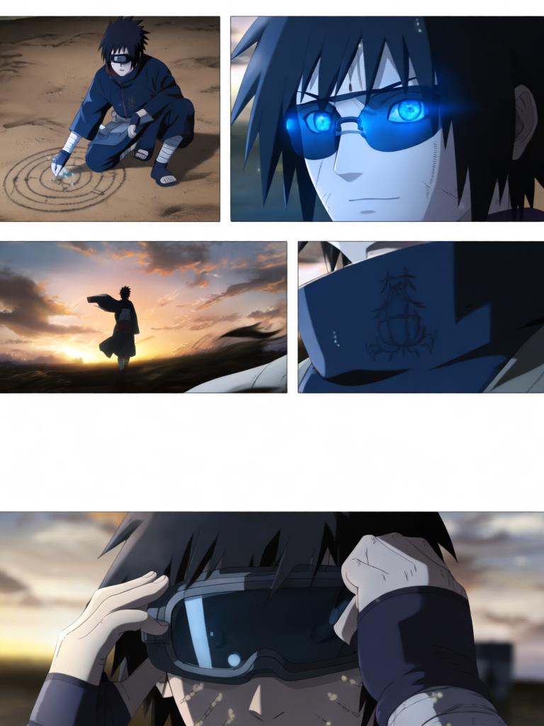 第3章:轮转如意·暗沙哨所的觉醒
傍晚，红豆与小田来访，透露了一个可能能调回村子的“特殊任务”。数日后，受伤归来的红豆揭露那是个陷阱，小田已战死；日向镜由此怀疑村方阴谋并暗生警惕。经历适应期后，日向镜觉醒转生眼与新术“轮转如意”，同时发现能力有范围与查克拉瓶颈，既振奋又清醒自省，决心以新实力求生并寻找真相。 - 图片18