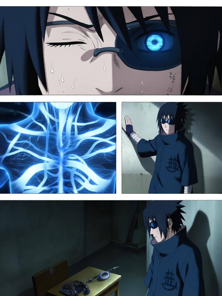 第3章:轮转如意·暗沙哨所的觉醒
傍晚，红豆与小田来访，透露了一个可能能调回村子的“特殊任务”。数日后，受伤归来的红豆揭露那是个陷阱，小田已战死；日向镜由此怀疑村方阴谋并暗生警惕。经历适应期后，日向镜觉醒转生眼与新术“轮转如意”，同时发现能力有范围与查克拉瓶颈，既振奋又清醒自省，决心以新实力求生并寻找真相。 - 图片3