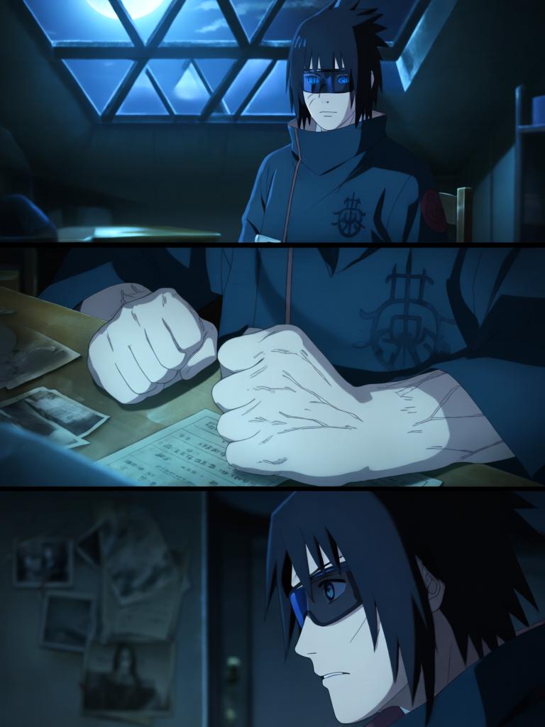 第3章:轮转如意·暗沙哨所的觉醒
傍晚，红豆与小田来访，透露了一个可能能调回村子的“特殊任务”。数日后，受伤归来的红豆揭露那是个陷阱，小田已战死；日向镜由此怀疑村方阴谋并暗生警惕。经历适应期后，日向镜觉醒转生眼与新术“轮转如意”，同时发现能力有范围与查克拉瓶颈，既振奋又清醒自省，决心以新实力求生并寻找真相。 - 图片10