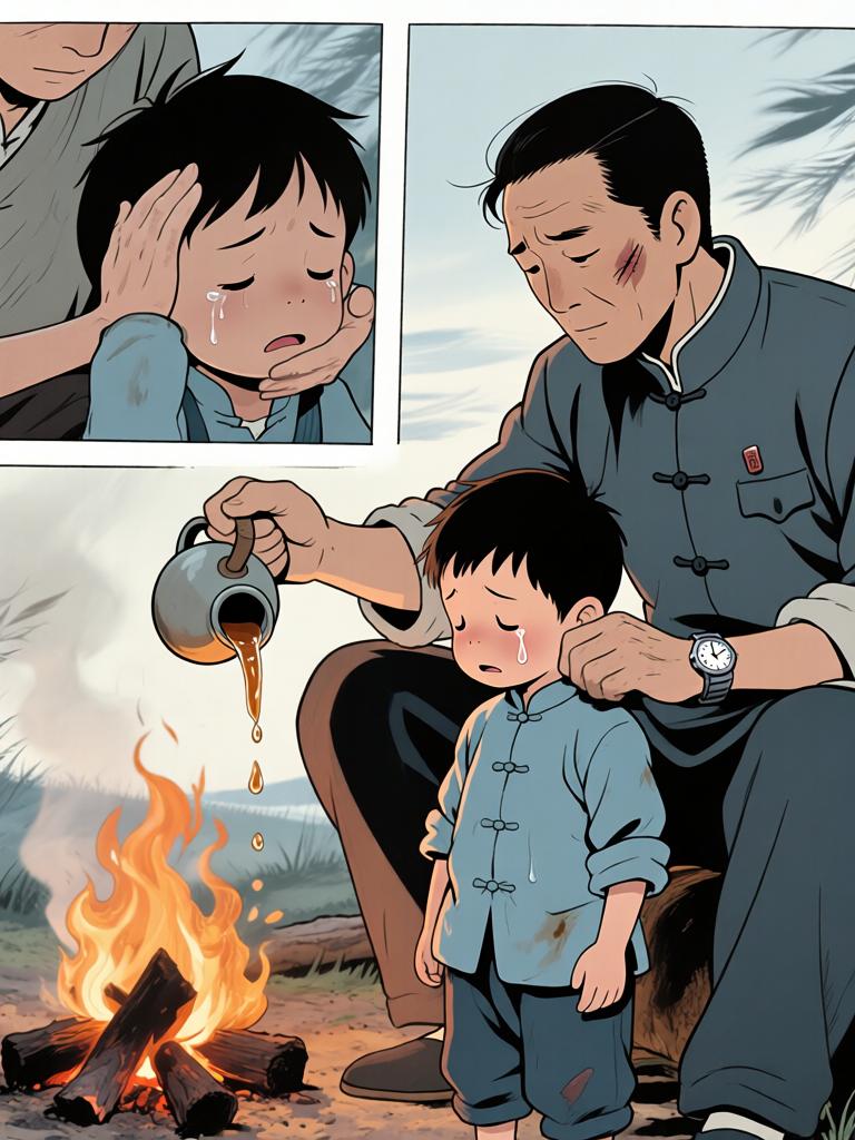 第3章:崖下的坟与承诺
我爷在深山里向我交代万一之事，叮嘱我要在二十四岁回来复仇，并教我如何在他可能牺牲时应对即将从坟中出现的东西。寒风、爆破和白布灯笼构成了这一夜的仪式，我在恐惧中被反复逼着记住每一句话。最后，火堆旁的钟表与他凝固的表情，把等待与不确定拉得更长。 - 图片11