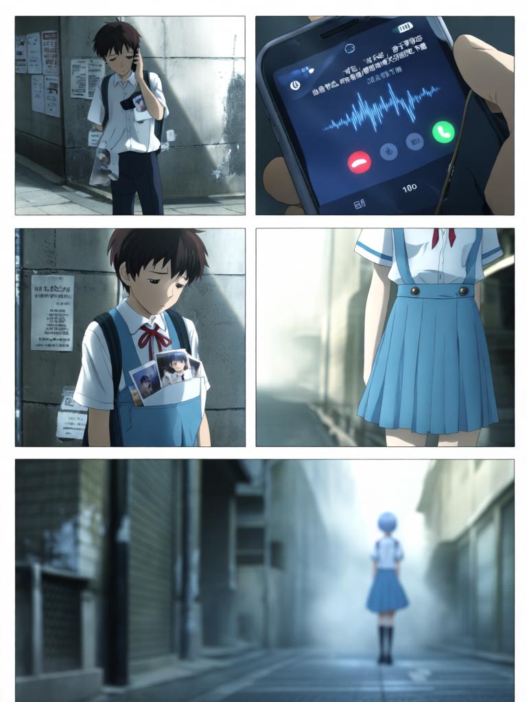 第2章:虚雾之际·蓝发幽影
第二新东京市在紧急疏散中陷入死寂，紫发女子急寻那个害羞的少年。少年在街头意外看见神秘的蓝发少女凌波丽，而远方天际出现了巨大的使徒。指挥部在屏幕前冷笑，隐藏的计划悄然启动。 - 图片4