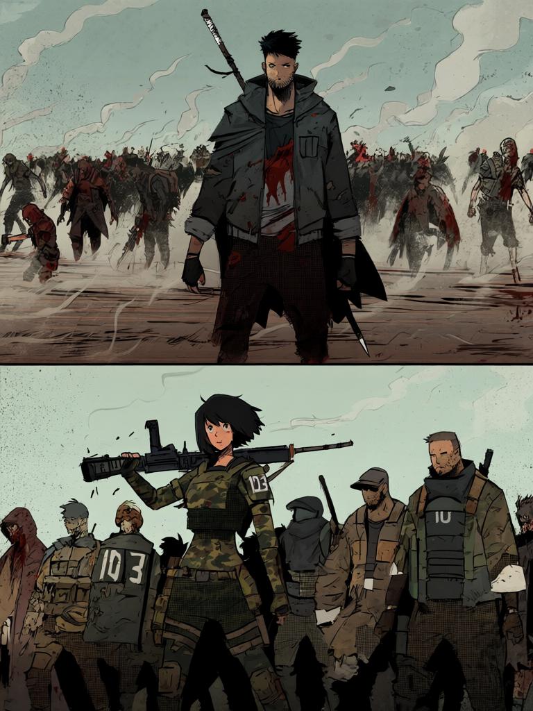 第1章:圣与荆棘
队伍在废土上艰难行进，丧尸围近却突然退去，随后一株地级变异藤蔓冲出吞噬幸存者。临时的天级救援传言引发欢呼，陆隐在混乱中以铁棍压制欺凌者，得到一名艳丽女子提醒：张桐等人在密谋对付他。 - 图片4