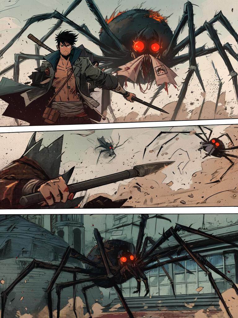 第19章:追丧入屋
陆隐在废弃大厦中与一只九百战力的巨型变异蜘蛛短兵相接，斩出康大丰的遗体后冷然离去。车队气氛骤变，陆隐下令严禁脱队，徐三与罗芸紧随其后。陆隐发现丧尸反常地朝危险处逃窜，心中生出怀疑——有人在操控或引诱这群丧尸前往那幢大厦。 - 图片4