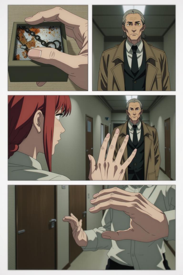 第1章:Names in the Rain
Makima and her team investigate an apartment block where people have been mysteriously forgotten. A young hunter, Sato, whose name was once taken, fights the shadow that erases memory while Makima seeks to reassert control by 'renaming' the world. An old rival or ally appears with a counterproposal—forcing a collision of contracts that will decide who claims the right to remember. - 图片11