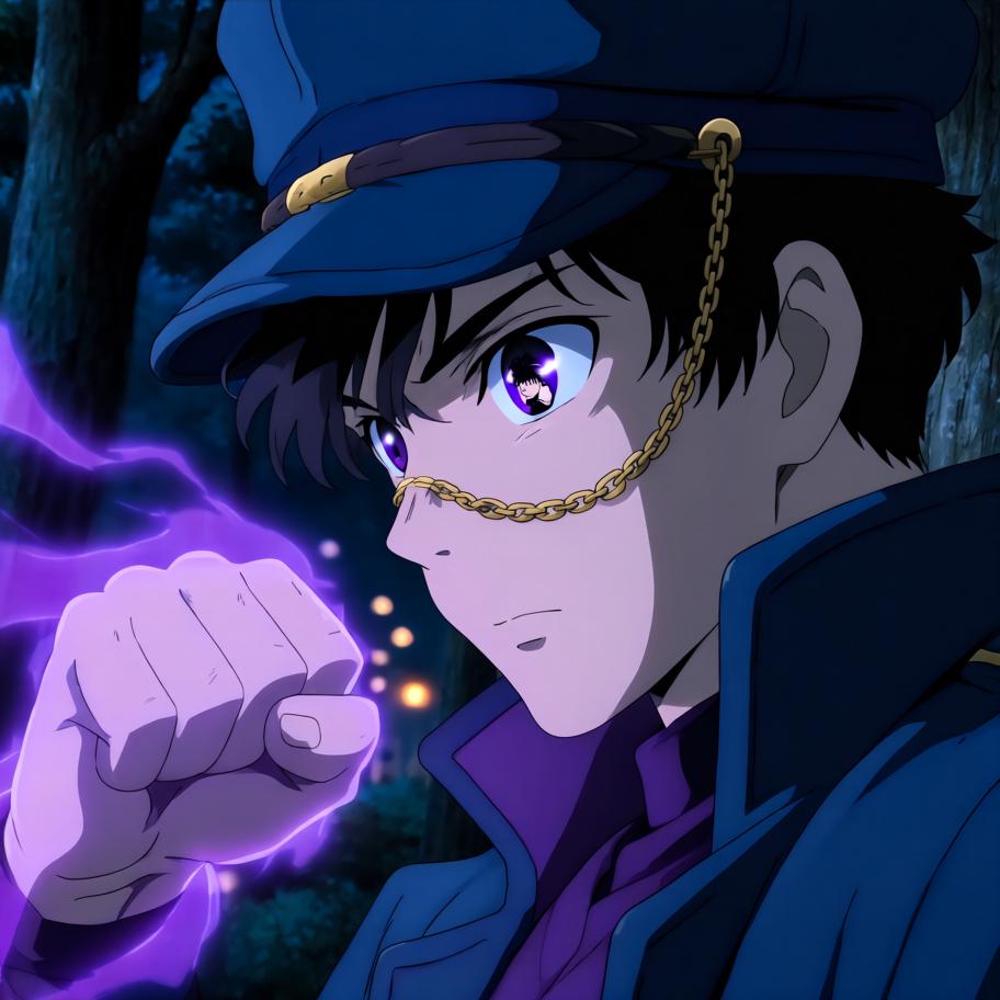 空洞的时空裂缝将《JOJO》中的乔鲁诺/承接者般的硬汉（以空条承太郎风格呈现）抛入《鬼灭之刃》的大正乡村。原本只想寻找回去的方法，却在月夜中遇到突袭村庄的鬼与正在奋战的剑士（炭治郎）。两人从误解到并肩作战，乔的替身介入以惊艳的力量拯救了被感染的孩童，但战后留下了不明的痕迹——一个更大的威胁正在盯上这个异乡来客，片段以悬念收尾。 - 图片6