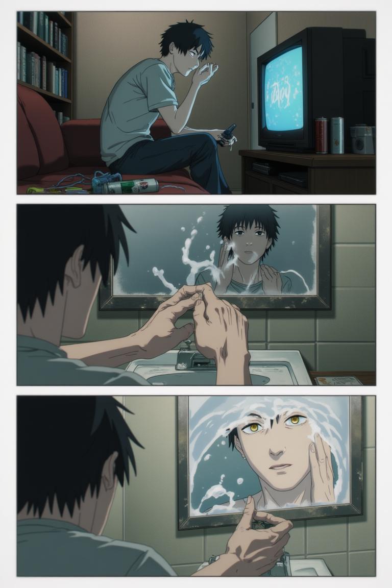 第1章:Aisle of the Rat Demon
A teenage freelance demon hunter, Shisan, wakes in a cramped apartment, hears a news report about demons, and goes out to buy instant noodles. A rat demon smashes into the convenience store — Shisan fights it off with reckless improvisation while his health pact heals him. As he lies bloodied, the looming gluttony demon briefly appears to devour the rat demon; an old boss calls with a new job offer. - 图片2