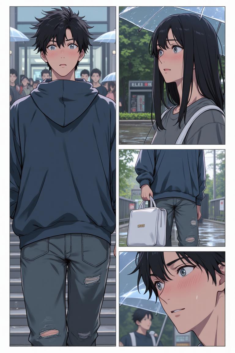 第1章:New Rain, New Beginnings
Luo Ye, now a university freshman and a modestly successful web novelist, spends a rainy night in an internet café before arriving at Jiangcheng University. After discovering a note in the rented teacher apartment and being warned by his brother Gu Mingxuan, he registers for school and meets two striking senior girls—Su Baizhou, an ice‑beauty and student council president, and her lively friend Qin Yuwen. A quiet recognition and an unresolved misunderstanding hang between them, opening the door to a new chapter of campus life. - 图片7