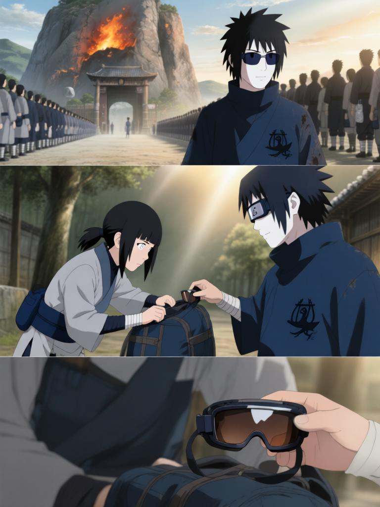 第2章:沙漠之眼：转生的代价
日向镜被村里发配到边境哨所，临行前与同族少女铃道别。边境枯燥巡逻中，他孤身取出独眼蝮蛇保管的基因液，赌上一切启动转生眼计划并经历剧烈的身体重组与疼痛。苏醒后他发现眼瞳已有异变，但进入适应期导致眼睛不能使用，他在被监视的哨所里暗自决心靠其他感知活下去。 - 图片1