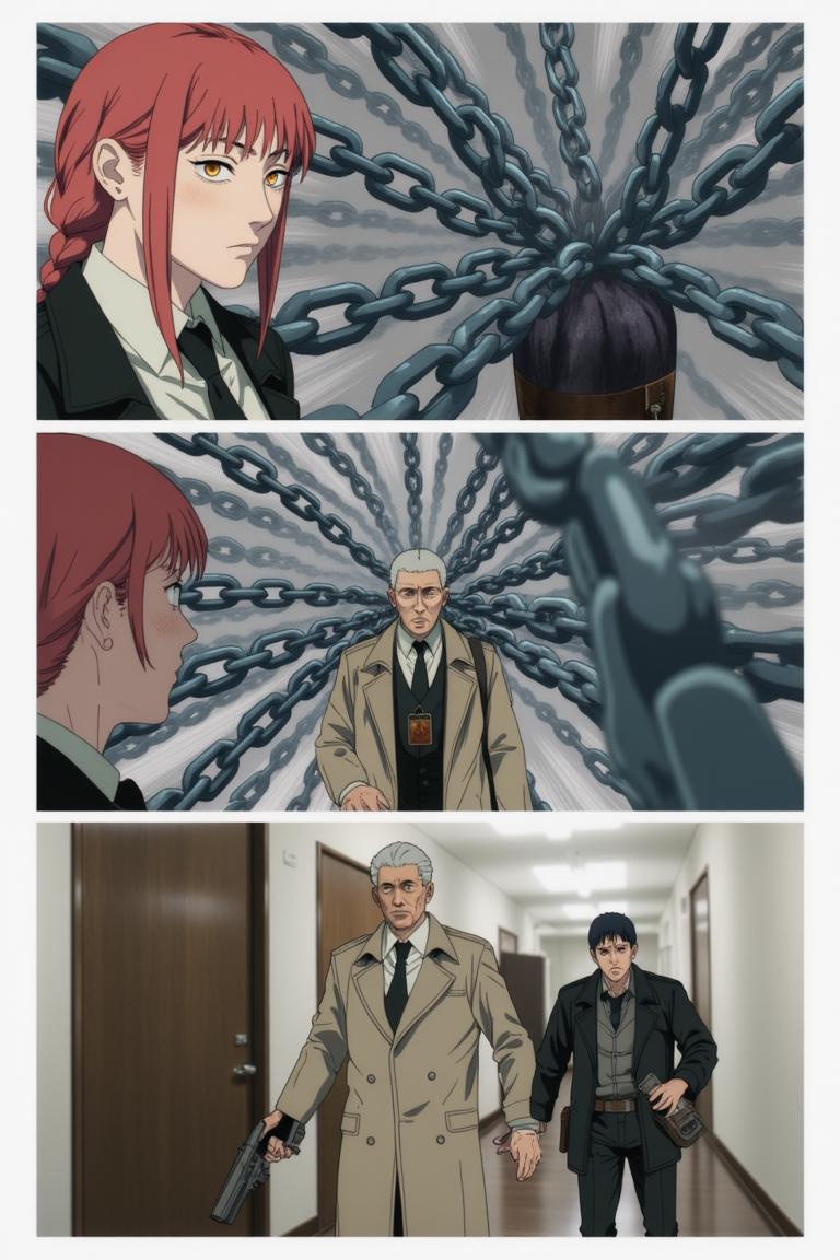 第1章:Names in the Rain
Makima and her team investigate an apartment block where people have been mysteriously forgotten. A young hunter, Sato, whose name was once taken, fights the shadow that erases memory while Makima seeks to reassert control by 'renaming' the world. An old rival or ally appears with a counterproposal—forcing a collision of contracts that will decide who claims the right to remember. - 图片13