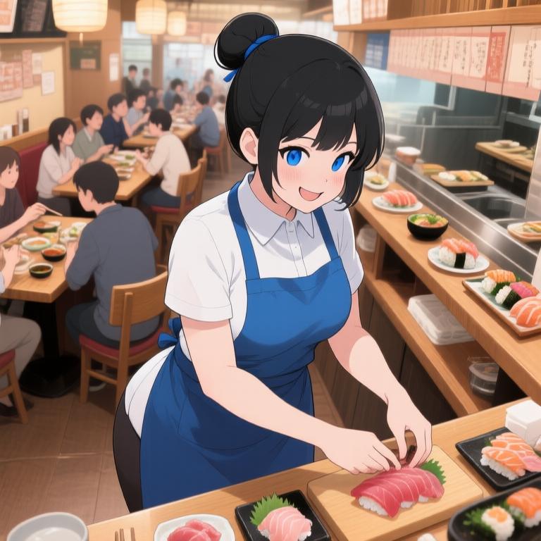 Busy lunch hour at the sushi restaurant. Love seeing people enjoy their meals and the lively atmosphere. - 图片8