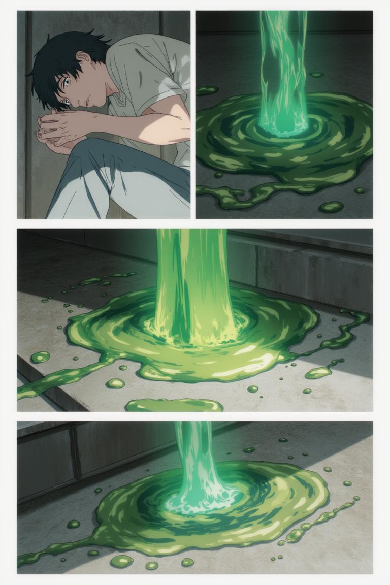 第1章:Aisle of the Rat Demon
A teenage freelance demon hunter, Shisan, wakes in a cramped apartment, hears a news report about demons, and goes out to buy instant noodles. A rat demon smashes into the convenience store — Shisan fights it off with reckless improvisation while his health pact heals him. As he lies bloodied, the looming gluttony demon briefly appears to devour the rat demon; an old boss calls with a new job offer. - 图片10