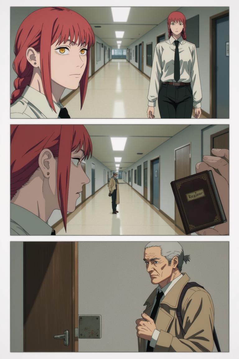 第2章:The Choice of Names
Sato fights a shadow that erases names and memories in a flickering apartment corridor. Makima arrives, using naming as a binding contract to restore identity; Aoyama counters with a ledger that would return names but bind people differently. Forced to choose between becoming a tool of order or a guardian bound to a book, Sato shatters the choice by tearing his name and scattering the pieces, prompting contracts to clash and a fragile, perilous redistribution of memory. - 图片15