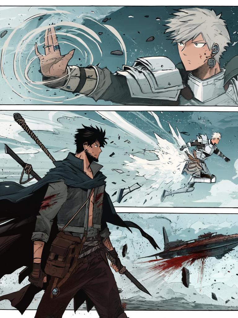 第6章:坠星与波动掌
一颗天外宇宙舱坠落，白甲短发青年亚斯塔出现并嘲讽陆隐。两人短暂交锋中陆隐迫使自己使用禁术“波动掌”，重创亚斯塔却付出手臂近乎废掉的代价。陆隐搜获亚斯塔的戒指战甲、个人终端与一枚从断指中掉落的晶片，为下一步行动获取关键线索。 - 图片11