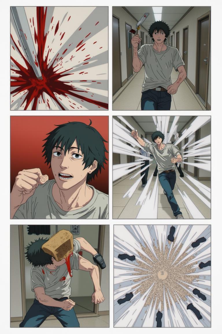 第2章:Debt, Deception, and the Corpse Mountain
Shisan, a starving teenage demon hunter, is hauled into a black-suited crime boss's convoy and learns he's enslaved by a thirty-million debt. Lured into the countryside under the promise that a powerful beast will wipe away half his debt, Shisan and the gang find an apparently haunted, empty house where the boss's men suddenly turn on him. Surrounded by zombified hunters and a towering mound of corpses, Shisan is overwhelmed by a crimson claw — the setup reveals he was led into a trap to be consumed by the very 'zombie demon' he hunted. - 图片11