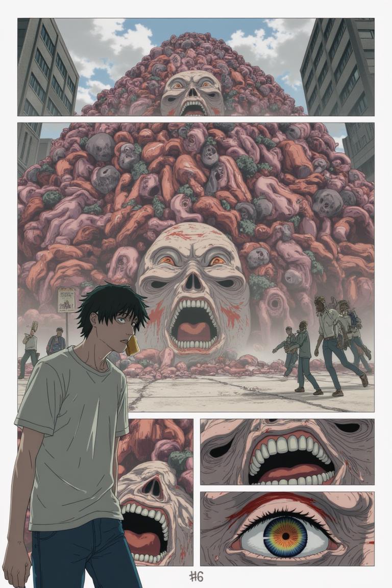 第2章:Debt, Deception, and the Corpse Mountain
Shisan, a starving teenage demon hunter, is hauled into a black-suited crime boss's convoy and learns he's enslaved by a thirty-million debt. Lured into the countryside under the promise that a powerful beast will wipe away half his debt, Shisan and the gang find an apparently haunted, empty house where the boss's men suddenly turn on him. Surrounded by zombified hunters and a towering mound of corpses, Shisan is overwhelmed by a crimson claw — the setup reveals he was led into a trap to be consumed by the very 'zombie demon' he hunted. - 图片13