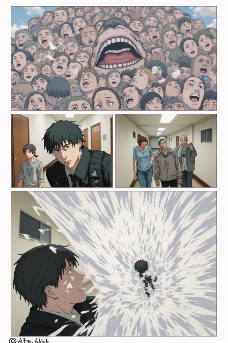 第3章:The Name Between Cracks
Torn fragments of names drift through a scarred apartment corridor as fractured memories stitch back crookedly. Sato refuses to become a 'tool' while Makima and Aoyama argue over whether naming is order, domination, or ledger-bound debt—an emergent memory-entity devours and reshapes recollection. Makima tests a dangerous middle path, reaching into the memory mass as footsteps and a slammed door promise an immediate, bloody decision about who will name the world. - 图片13