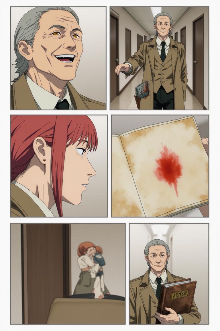 第3章:The Name Between Cracks
Torn fragments of names drift through a scarred apartment corridor as fractured memories stitch back crookedly. Sato refuses to become a 'tool' while Makima and Aoyama argue over whether naming is order, domination, or ledger-bound debt—an emergent memory-entity devours and reshapes recollection. Makima tests a dangerous middle path, reaching into the memory mass as footsteps and a slammed door promise an immediate, bloody decision about who will name the world. - 图片15