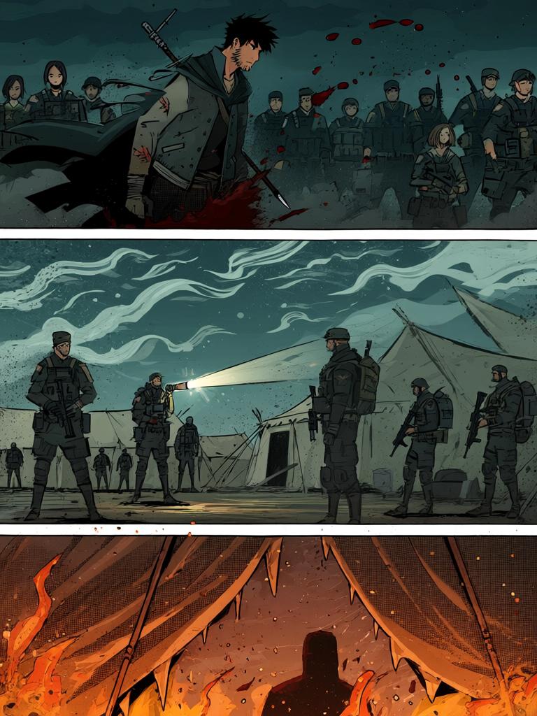 第9章:钟山塑体
周山与眼镜女、赵雨在钟山峰顶讨论外星飞船与陆隐的局势，决定暂不严密监控。陆隐被授权居住钟山，成为第十四位万夫长，表面风平浪静。夜里他在军帐中服下塑体决，剧烈疼痛中身体被重塑，一记血喷后，周围空气扭曲，他的力量开始觉醒。 - 图片9