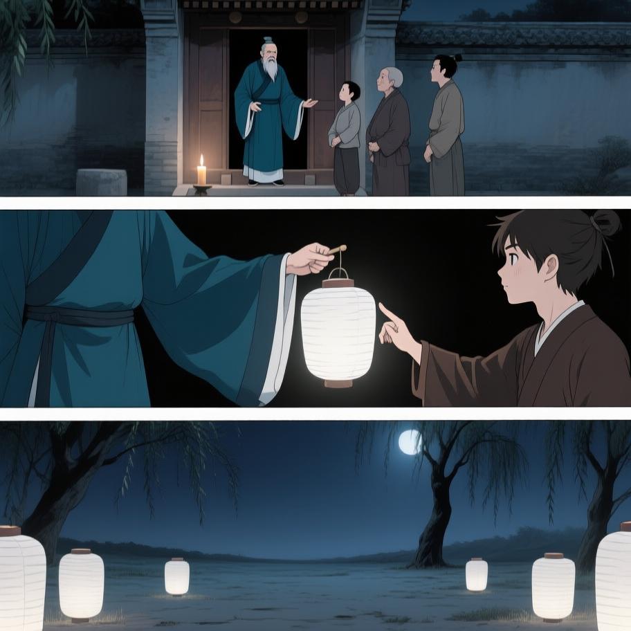 第0章:白布灯笼与陈家的香火
旧日京城有四个奇异的摇小鼓人，只到刚死人的人家收东西，年年聚会点四盏白布灯笼。我的太爷是其中一人，他离家后嘱咐儿子每年去柳树下看灯笼；几年间灯笼逐渐消逝，我家的厄运也随之降临，后来太爷回城又离去，留下了我爷陈如飞——一个表面和善、实则阴厉的人。童年里我目睹了他对贪婪木匠的惩罚与在喜宴上单挑拳脚的威严，从此知道陈家藏着不可言说的邪门。 - 图片4