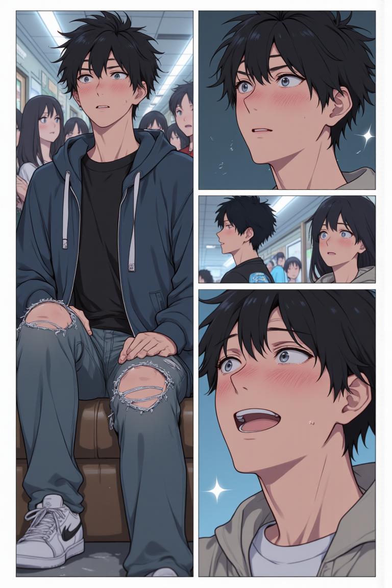 第3章:After the Rain, New Beginnings
Luo Ye shelters Su Baizhou from a sudden downpour by giving her his jacket; he watches her walk away and is struck by regret and fascination. He returns to the dorm and meets his new roommates — the friendly hometown guy Li Haoyang, the impossibly handsome Shen Qiao, and the goofy but warm Wang Dachui — and they bond over small talk and preparations for the upcoming military training. The brief rain encounter lingers in Luo Ye's thoughts as he steps into campus life with new companions. - 图片11