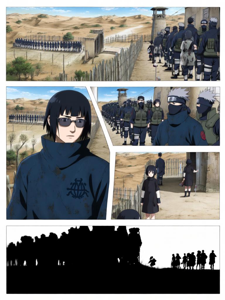 第2章:沙漠之眼：转生的代价
日向镜被村里发配到边境哨所，临行前与同族少女铃道别。边境枯燥巡逻中，他孤身取出独眼蝮蛇保管的基因液，赌上一切启动转生眼计划并经历剧烈的身体重组与疼痛。苏醒后他发现眼瞳已有异变，但进入适应期导致眼睛不能使用，他在被监视的哨所里暗自决心靠其他感知活下去。 - 图片4