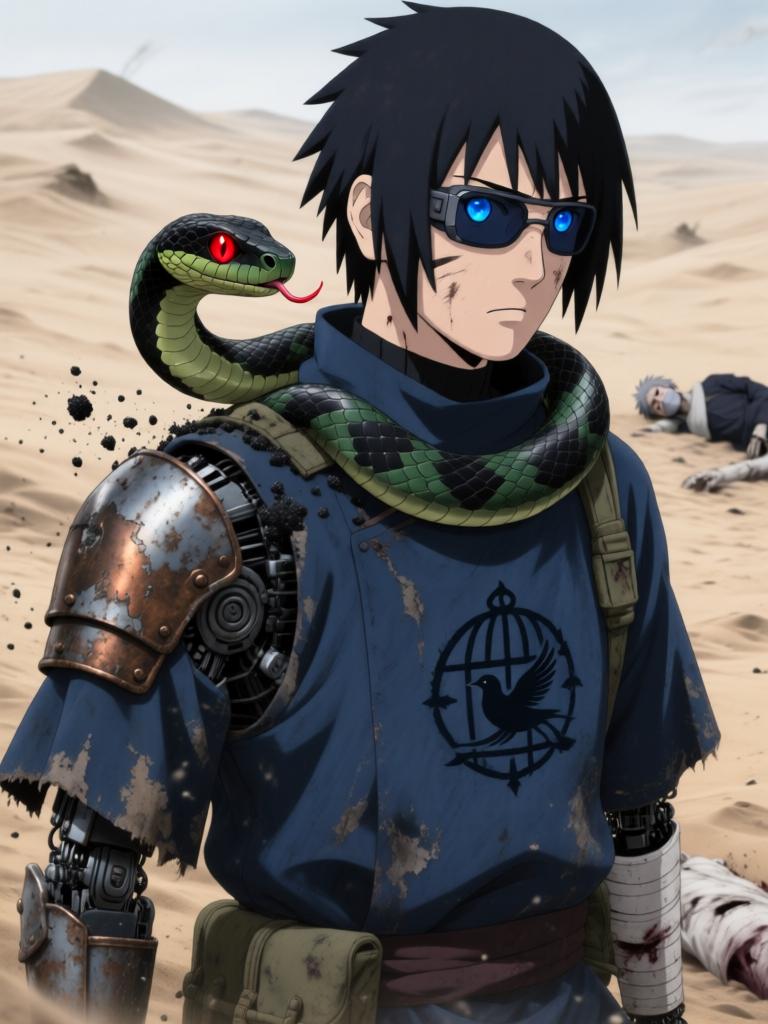 第6章:铁砂之下的抉择
日向镜在战场中被迫激活三代风影人傀儡以自保，赤砂之蝎召出十具红袍傀儡发动毒刃远程攻势。铁砂护盾连番承受骨质千本的撞击，形势愈发危急，日向镜不得不冒着生命危险注入转生眼查克拉唤醒傀儡的自主性以求突围。结尾以疲惫却决绝的日向镜与傀儡守护被毒侵蚀的秘密，留下未解的追击威胁与新的谜团。 - 图片18