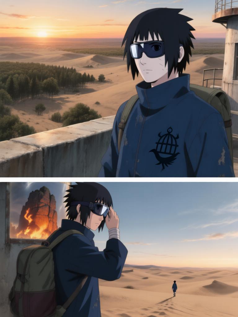 第2章:沙漠之眼：转生的代价
日向镜被村里发配到边境哨所，临行前与同族少女铃道别。边境枯燥巡逻中，他孤身取出独眼蝮蛇保管的基因液，赌上一切启动转生眼计划并经历剧烈的身体重组与疼痛。苏醒后他发现眼瞳已有异变，但进入适应期导致眼睛不能使用，他在被监视的哨所里暗自决心靠其他感知活下去。 - 图片18