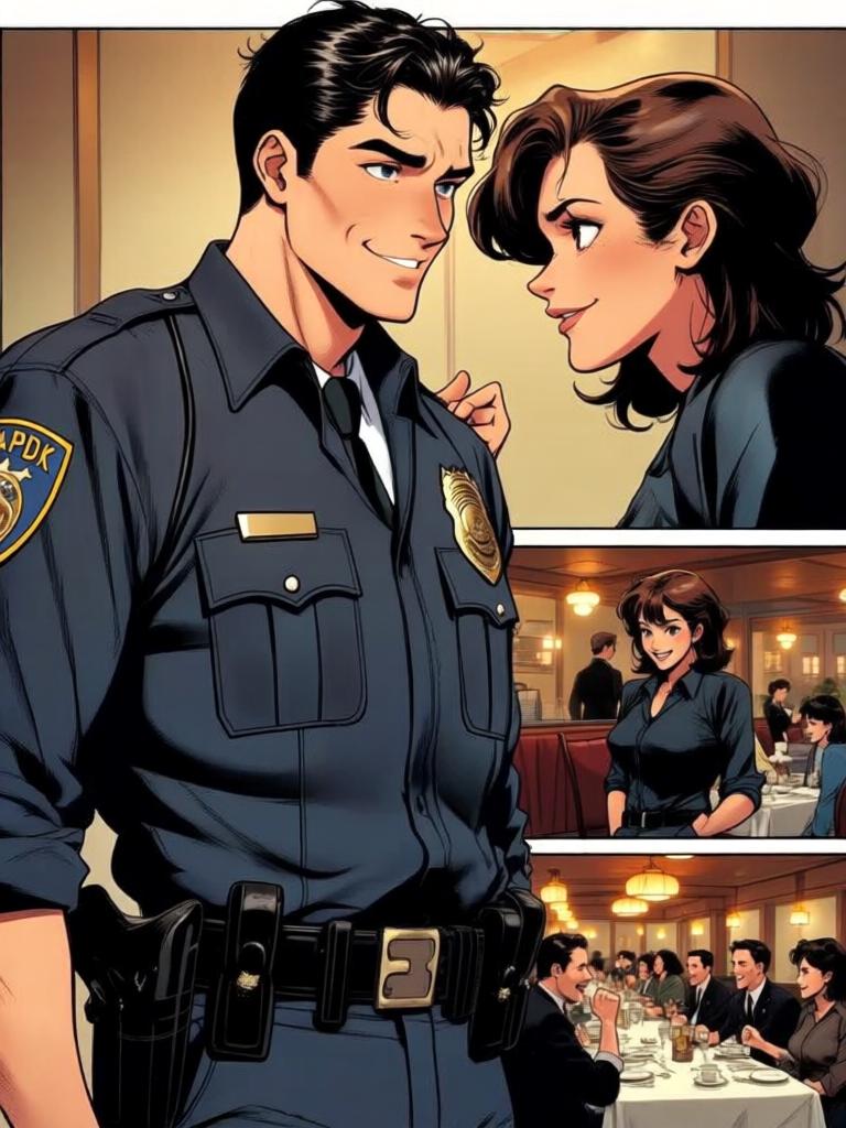 第7章:午餐时光：Code 7 的笑声与警徽
洛克与搭档大卫在墨西哥快餐店用午餐，和同事们拼桌。大家围绕上午的无线电乌龙笑成一团，莫娜警司严肃提醒“乌鸦嘴”的危险。气氛在训斥与打趣之间反复，直到兰迪二人登场用老梗彻底点燃笑声。 - 图片13