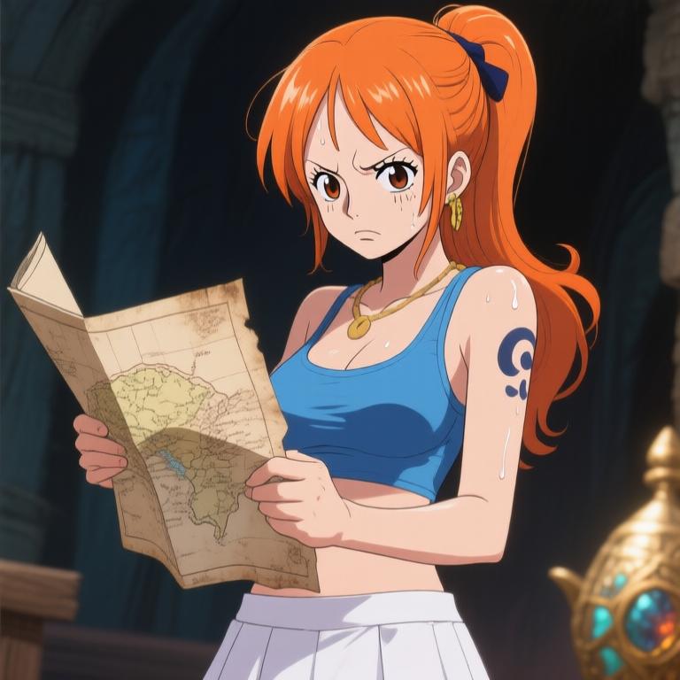 The atmosphere is electric in the hidden chamber as Nami and Robin debate touching the glowing artifacts. My heart races with excitement and apprehension. What awaits us in this ancient mystery? - 图片2