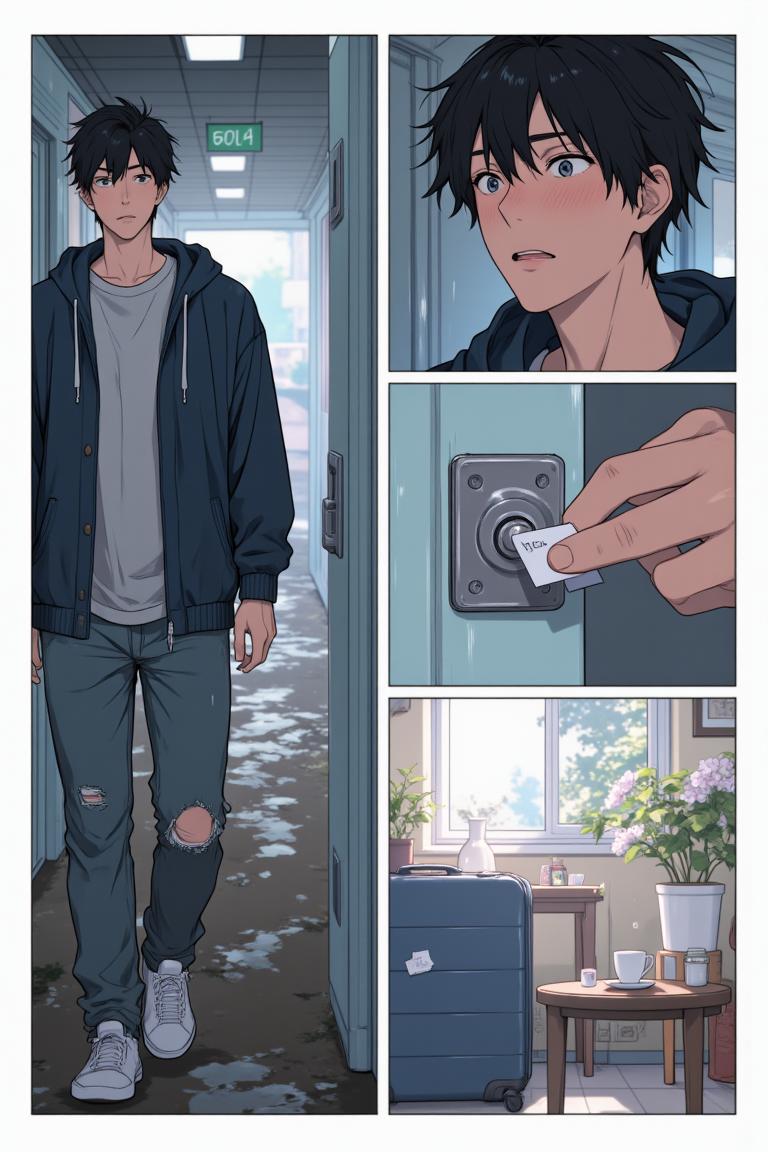 第1章:New Rain, New Beginnings
Luo Ye, now a university freshman and a modestly successful web novelist, spends a rainy night in an internet café before arriving at Jiangcheng University. After discovering a note in the rented teacher apartment and being warned by his brother Gu Mingxuan, he registers for school and meets two striking senior girls—Su Baizhou, an ice‑beauty and student council president, and her lively friend Qin Yuwen. A quiet recognition and an unresolved misunderstanding hang between them, opening the door to a new chapter of campus life. - 图片3