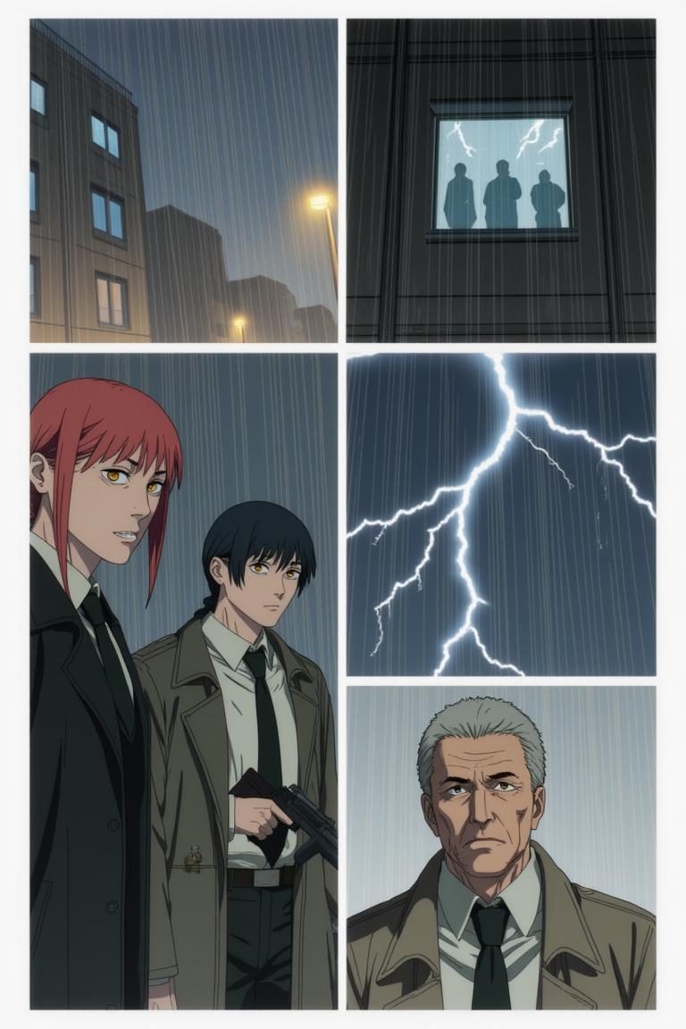 第1章:Names in the Rain
Makima and her team investigate an apartment block where people have been mysteriously forgotten. A young hunter, Sato, whose name was once taken, fights the shadow that erases memory while Makima seeks to reassert control by 'renaming' the world. An old rival or ally appears with a counterproposal—forcing a collision of contracts that will decide who claims the right to remember. - 图片16