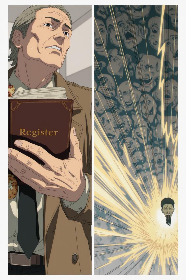 第3章:The Name Between Cracks
Torn fragments of names drift through a scarred apartment corridor as fractured memories stitch back crookedly. Sato refuses to become a 'tool' while Makima and Aoyama argue over whether naming is order, domination, or ledger-bound debt—an emergent memory-entity devours and reshapes recollection. Makima tests a dangerous middle path, reaching into the memory mass as footsteps and a slammed door promise an immediate, bloody decision about who will name the world. - 图片6