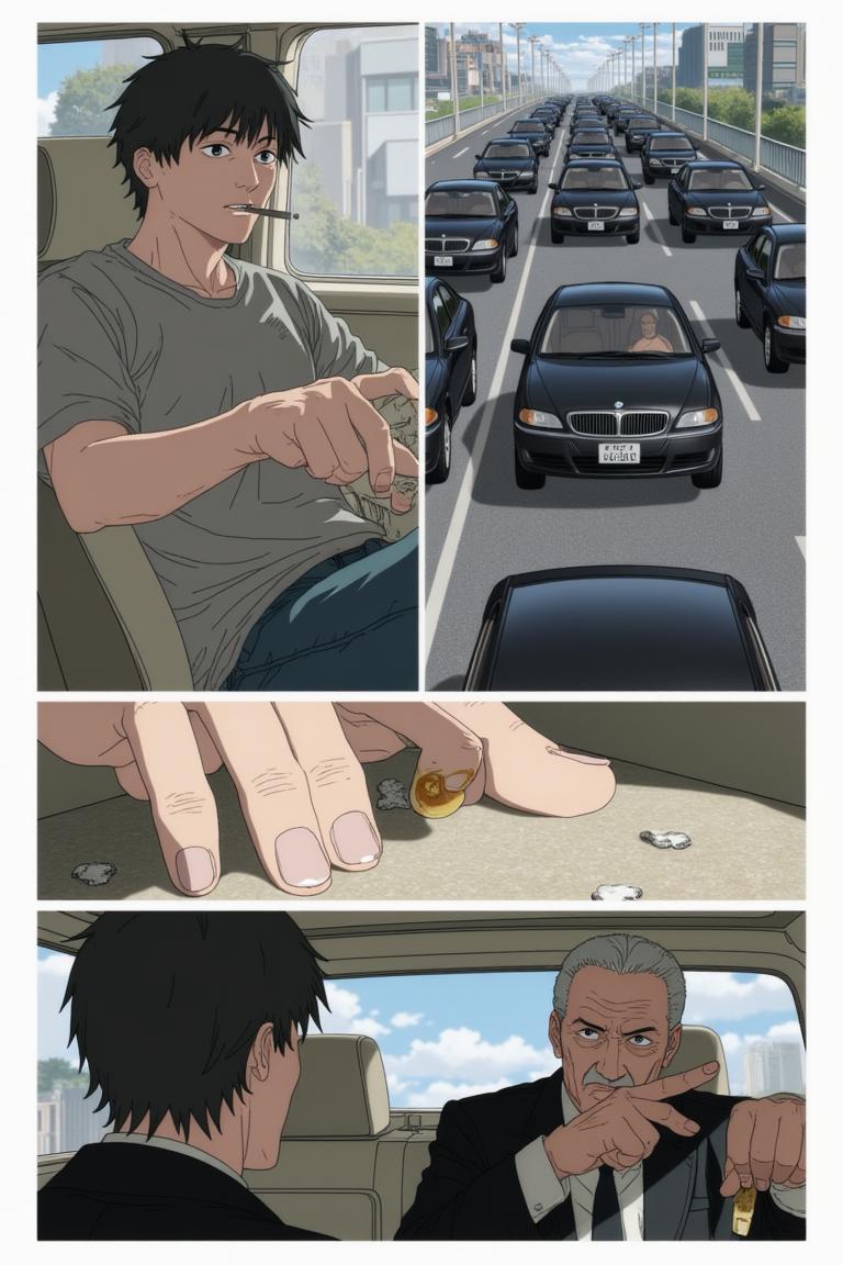 第2章:Debt, Deception, and the Corpse Mountain
Shisan, a starving teenage demon hunter, is hauled into a black-suited crime boss's convoy and learns he's enslaved by a thirty-million debt. Lured into the countryside under the promise that a powerful beast will wipe away half his debt, Shisan and the gang find an apparently haunted, empty house where the boss's men suddenly turn on him. Surrounded by zombified hunters and a towering mound of corpses, Shisan is overwhelmed by a crimson claw — the setup reveals he was led into a trap to be consumed by the very 'zombie demon' he hunted. - 图片3