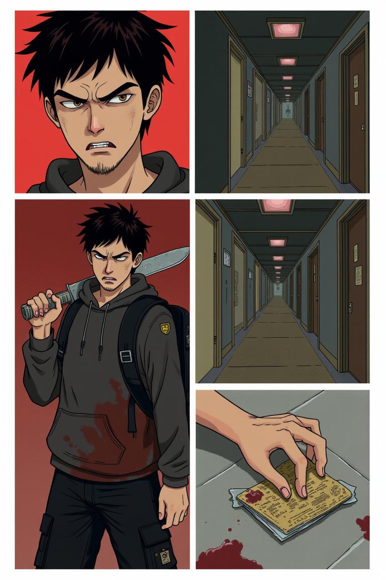 第9章:Upstairs Breath
Jiang Yi recognizes the hulking ascended zombie from the canteen massacre — the corpse whose dropped corpse-core he stole. Trapped in the guard room, he flees upstairs as zombies pound the windows and stairwells, barely holding on when a sudden female zombie ambushes him on the fourth floor. Just as he thinks to finish it, the dormitory door nearby is violently breached, forcing him to run to the fifth floor, heart pounding and hope thinning. - 图片11