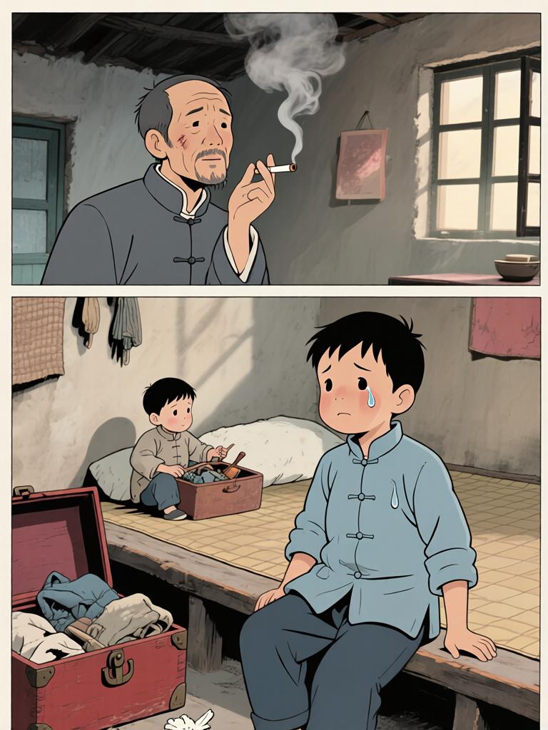 第2章:十二岁的路口
我爷把野子锁进红木箱，独自出门迎战来袭的邪影。回来时满身血色他说出了家的来历、太爷的遭遇与逼近的期限——野子要在十二岁那年上山用御神酒断祸。离别前，爷交代了箱中钱信与赴京寻人的地址，嘱咐若他死，要带箱子逃生并二十四岁再回来复仇。 - 图片5