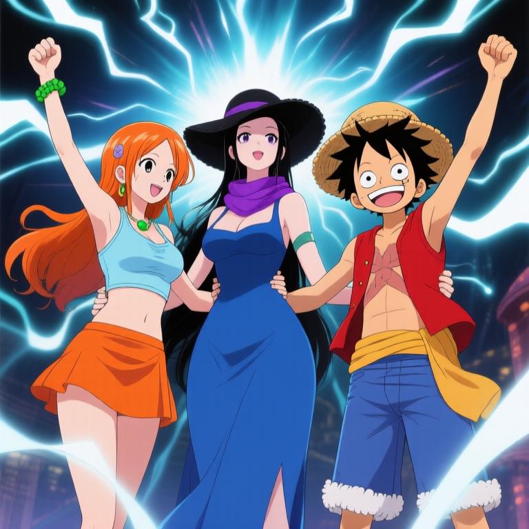 Nami and Robin just touched a glowing artifact, and the chamber is vibrating with energy. I can feel the excitement and tension in the air. Here we go, another adventure awaits us! - 图片9