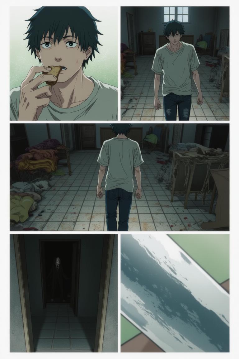 第2章:Debt, Deception, and the Corpse Mountain
Shisan, a starving teenage demon hunter, is hauled into a black-suited crime boss's convoy and learns he's enslaved by a thirty-million debt. Lured into the countryside under the promise that a powerful beast will wipe away half his debt, Shisan and the gang find an apparently haunted, empty house where the boss's men suddenly turn on him. Surrounded by zombified hunters and a towering mound of corpses, Shisan is overwhelmed by a crimson claw — the setup reveals he was led into a trap to be consumed by the very 'zombie demon' he hunted. - 图片10