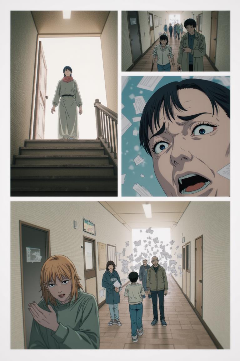 第3章:The Name Between Cracks
Torn fragments of names drift through a scarred apartment corridor as fractured memories stitch back crookedly. Sato refuses to become a 'tool' while Makima and Aoyama argue over whether naming is order, domination, or ledger-bound debt—an emergent memory-entity devours and reshapes recollection. Makima tests a dangerous middle path, reaching into the memory mass as footsteps and a slammed door promise an immediate, bloody decision about who will name the world. - 图片12