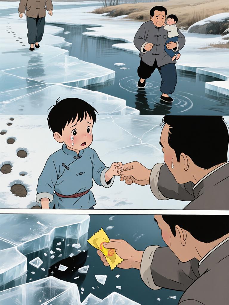 第3章:崖下的坟与承诺
我爷在深山里向我交代万一之事，叮嘱我要在二十四岁回来复仇，并教我如何在他可能牺牲时应对即将从坟中出现的东西。寒风、爆破和白布灯笼构成了这一夜的仪式，我在恐惧中被反复逼着记住每一句话。最后，火堆旁的钟表与他凝固的表情，把等待与不确定拉得更长。 - 图片4